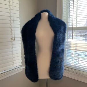 Nordstrom Midnight Blue Black Faux Fur Wrap